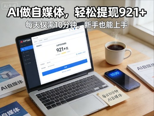 每天花费10分钟，头条号收益921+，用AI做自媒并不难【附视频教程】-创客联盟