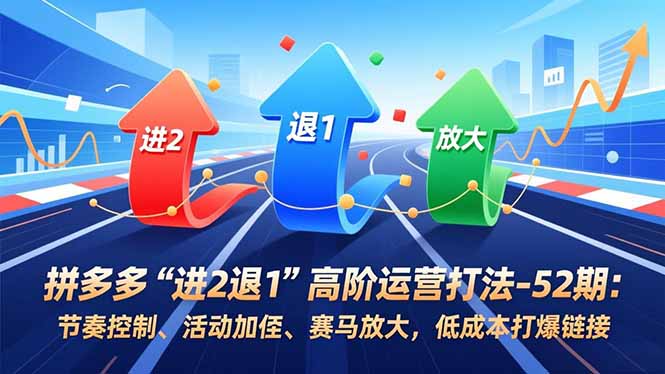 拼多多“进2退1”高阶运营打法-52期：节奏控制、活动加权、赛马放大，低成本打爆链接-创客联盟