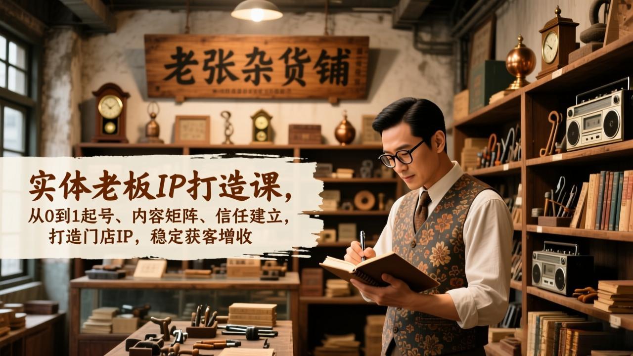 实体老板IP打造课，从0到1起号、内容矩阵、信任建立，打造门店IP，稳定获客增收-创客联盟