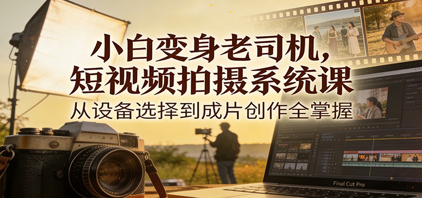 小白变身老司机，短视频拍摄系统课，从设备选择到成片创作全掌握-灵感工坊云网创
