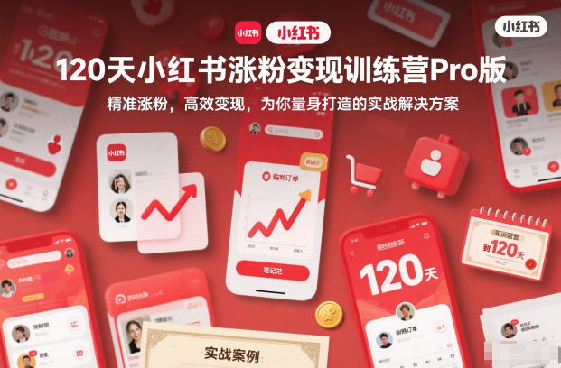 120天小红书涨粉变现训练营Pro版，精准涨粉，高效变现，为你量身打造的实战解决方案-创客联盟